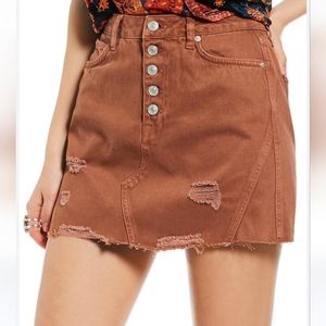 Free People Denim Distressed Mini Skirt 27